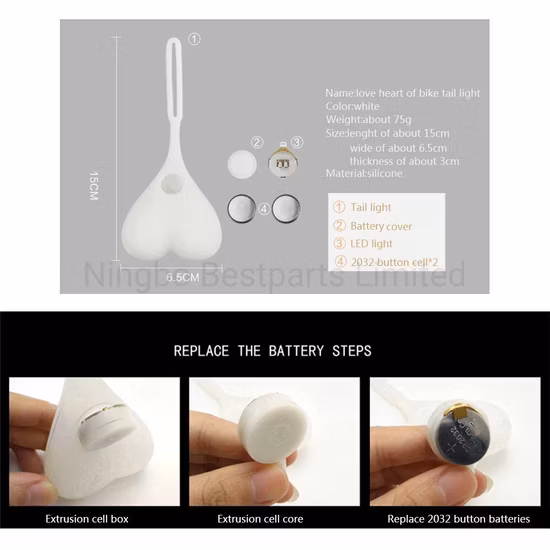 Mini LED Night Cycling Essential Red Warning Lights Bicycle Seat Back Heart Shape Taillight with 3 Flash Modes